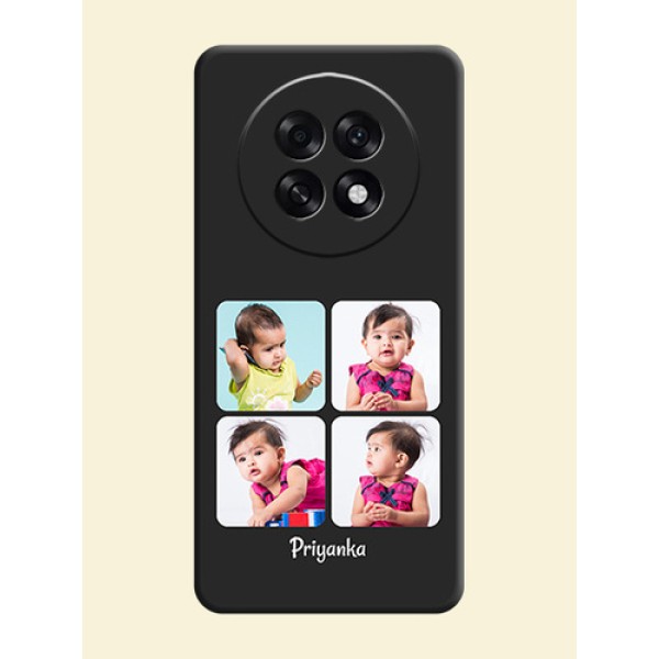 Floral Art with 6 Image Holder on Photo On Space Black Custom Soft Matte Mobile Back Cover - Oppo F31 Pro Plus 5G Floral Art with 6 Image Holder on Photo On Space Black Custom Soft Matte Mobile Back Cover - Oppo F31 Pro Plus 5G