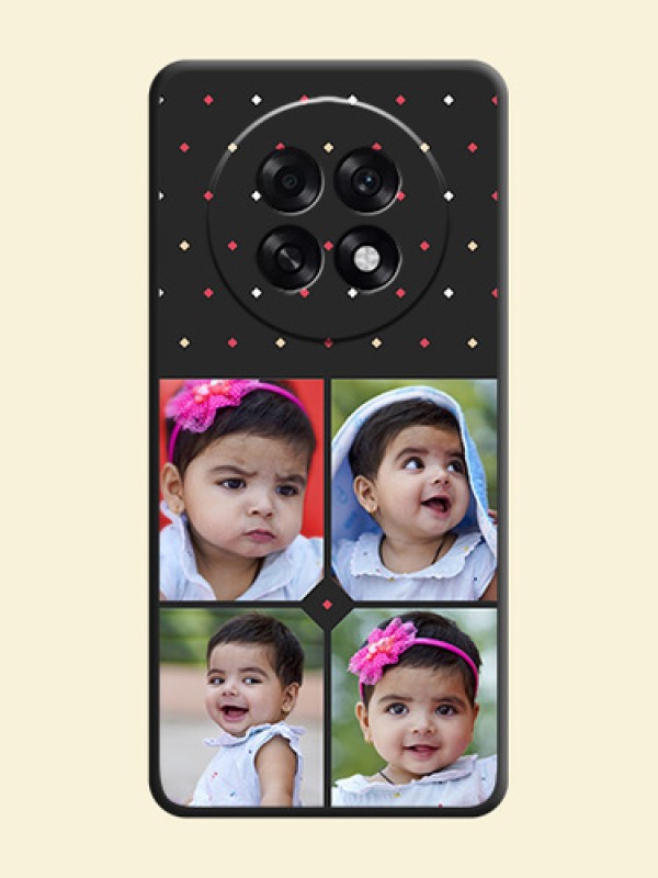 Multicolor Dotted Pattern with 4 Image Holder On Space Black Custom Soft Matte Mobile Back Cover - Oppo F31 Pro Plus 5G