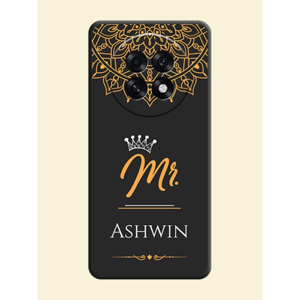 Mr Name with Floral Design On Space Black Custom Soft Matte Mobile Back Cover - Oppo F31 Pro Plus 5G Mr Name with Floral Design On Space Black Custom Soft Matte Mobile Back Cover - Oppo F31 Pro Plus 5G