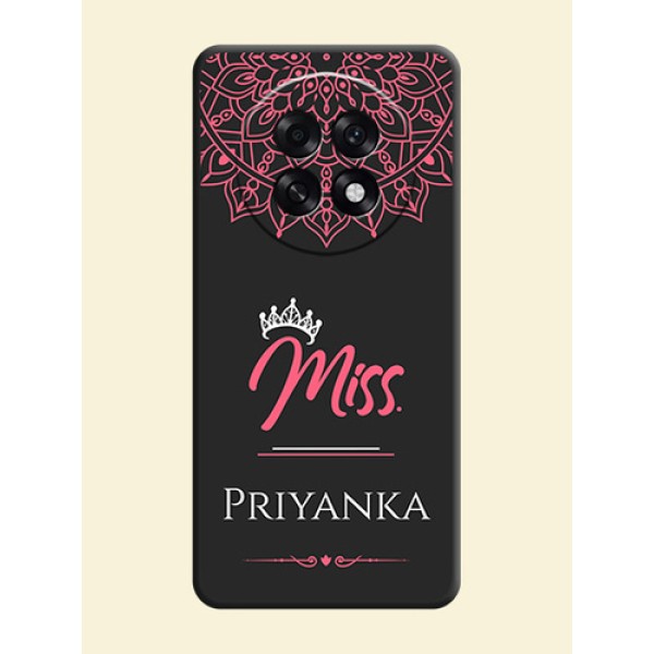 Mrs Name with Floral Design On Space Black Custom Soft Matte Mobile Back Cover - Oppo F31 Pro Plus 5G Mrs Name with Floral Design On Space Black Custom Soft Matte Mobile Back Cover - Oppo F31 Pro Plus 5G