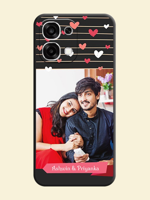 Love Pattern with Name on Pink Ribbon on Photo On Space Black Custom Soft Matte Mobile Back Cover - Oppo F33 5G