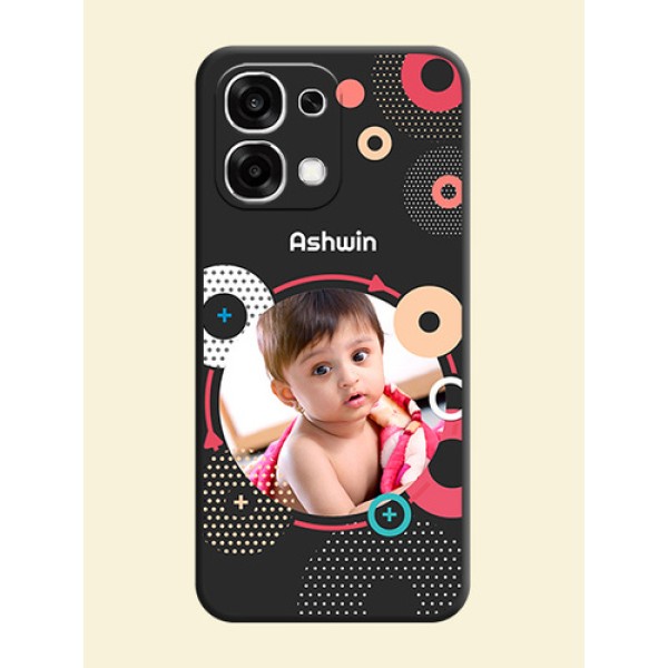 Multicoloured Round Image On Space Black Custom Soft Matte Mobile Back Cover - Oppo F33 5G Multicoloured Round Image On Space Black Custom Soft Matte Mobile Back Cover - Oppo F33 5G