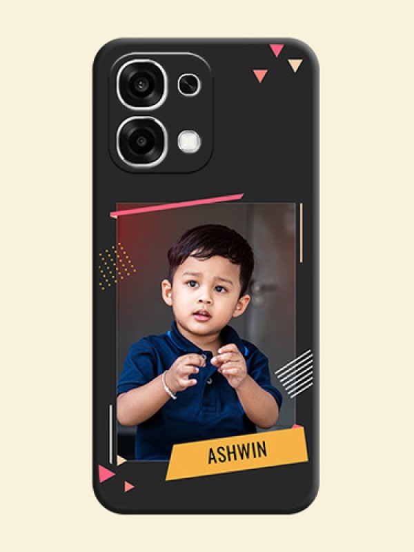 Photo Frame with Triangle Small Dots on Photo On Space Black Custom Soft Matte Mobile Back Cover - Oppo F33 5G
