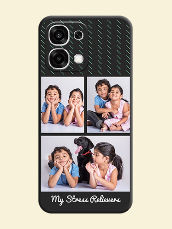 Cross Dotted Pattern with 2 Image Holder On Space Black Custom Soft Matte Mobile Back Cover - Oppo F33 5G