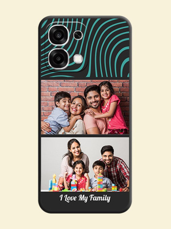 Wave Pattern with 2 Image Holder On Space Black Custom Soft Matte Mobile Back Cover - Oppo F33 5G