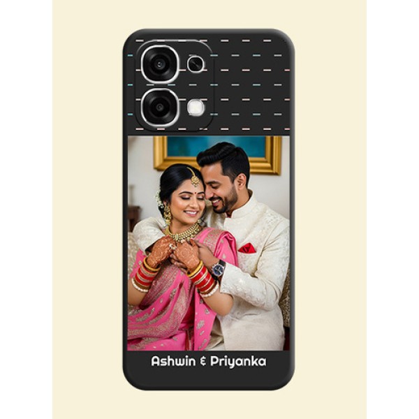 Line Pattern Design with Text On Space Black Custom Soft Matte Mobile Back Cover - Oppo F33 5G