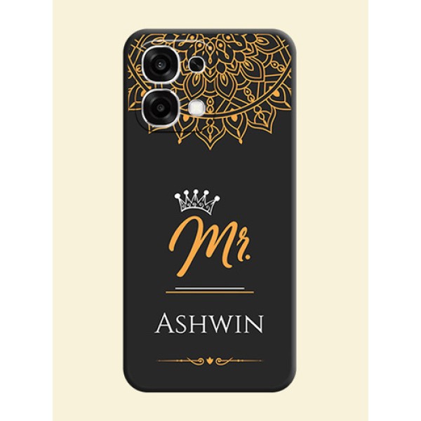 Mr Name with Floral Design On Space Black Custom Soft Matte Mobile Back Cover - Oppo F33 5G Mr Name with Floral Design On Space Black Custom Soft Matte Mobile Back Cover - Oppo F33 5G
