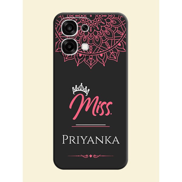 Mrs Name with Floral Design On Space Black Custom Soft Matte Mobile Back Cover - Oppo F33 5G Mrs Name with Floral Design On Space Black Custom Soft Matte Mobile Back Cover - Oppo F33 5G
