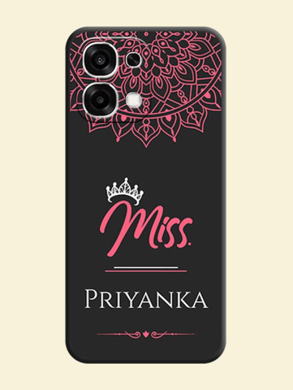 Mrs Name with Floral Design On Space Black Custom Soft Matte Mobile Back Cover - Oppo F33 5G