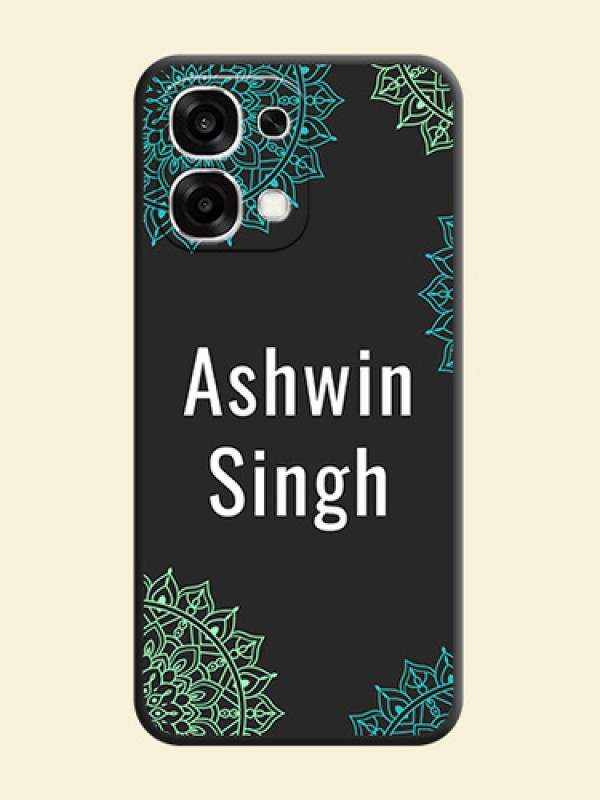 Your Name with Floral Design On Space Black Custom Soft Matte Mobile Back Cover - Oppo F33 5G
