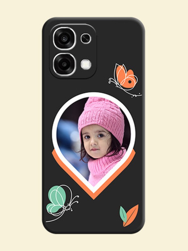 Upload Pic With Simple Butterly Design On Space Black Custom Soft Matte Mobile Back Cover - Oppo F33 5G