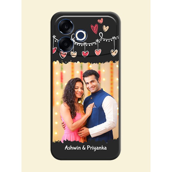 Pink Love Hangings with Name On Space Black Custom Soft Matte Mobile Back Cover - Oppo F33 Pro 5G Pink Love Hangings with Name On Space Black Custom Soft Matte Mobile Back Cover - Oppo F33 Pro 5G