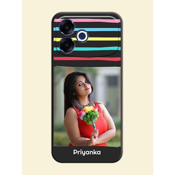 Multicolor Lines with Image On Space Black Custom Soft Matte Mobile Back Cover - Oppo F33 Pro 5G Multicolor Lines with Image On Space Black Custom Soft Matte Mobile Back Cover - Oppo F33 Pro 5G