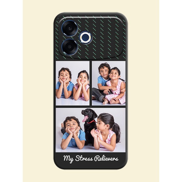Cross Dotted Pattern with 2 Image Holder On Space Black Custom Soft Matte Mobile Back Cover - Oppo F33 Pro 5G Cross Dotted Pattern with 2 Image Holder On Space Black Custom Soft Matte Mobile Back Cover - Oppo F33 Pro 5G