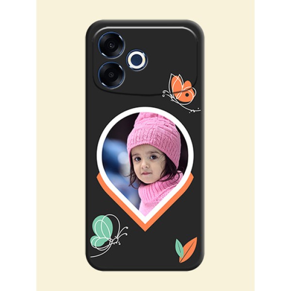 Upload Pic With Simple Butterly Design On Space Black Custom Soft Matte Mobile Back Cover - Oppo F33 Pro 5G Upload Pic With Simple Butterly Design On Space Black Custom Soft Matte Mobile Back Cover - Oppo F33 Pro 5G