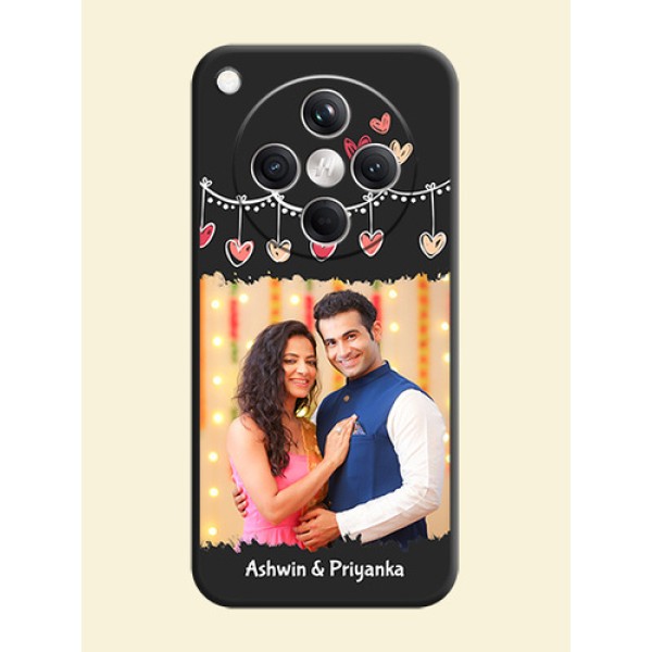 Pink Love Hangings with Name On Space Black Custom Soft Matte Mobile Back Cover - Oppo Find X8 5G Pink Love Hangings with Name On Space Black Custom Soft Matte Mobile Back Cover - Oppo Find X8 5G