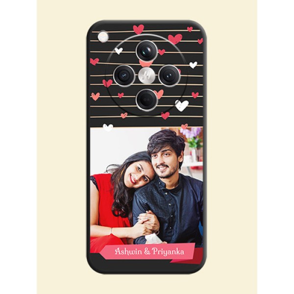 Love Pattern with Name on Pink Ribbon on Photo On Space Black Custom Soft Matte Mobile Back Cover - Oppo Find X8 5G Love Pattern with Name on Pink Ribbon on Photo On Space Black Custom Soft Matte Mobile Back Cover - Oppo Find X8 5G
