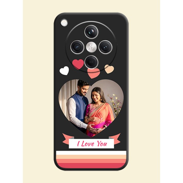 Love Shaped Photo with Colorful Stripes On Space Black Custom Soft Matte Mobile Back Cover - Oppo Find X8 5G Love Shaped Photo with Colorful Stripes On Space Black Custom Soft Matte Mobile Back Cover - Oppo Find X8 5G
