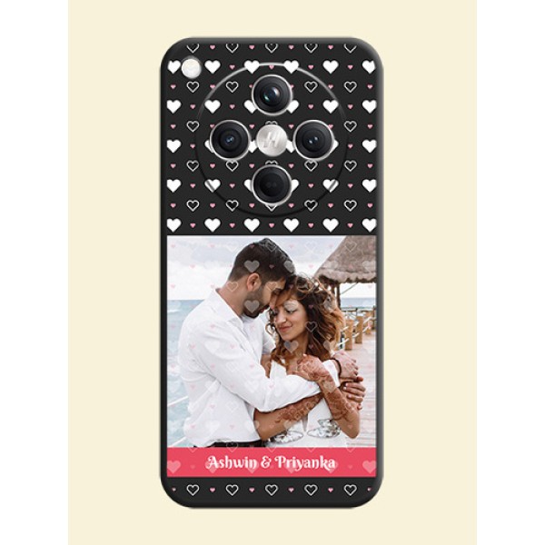 White Color Love Symbols with Text Design on Photo On Space Black Custom Soft Matte Mobile Back Cover - Oppo Find X8 5G