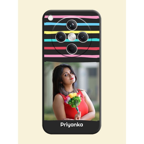 Multicolor Lines with Image On Space Black Custom Soft Matte Mobile Back Cover - Oppo Find X8 5G Multicolor Lines with Image On Space Black Custom Soft Matte Mobile Back Cover - Oppo Find X8 5G