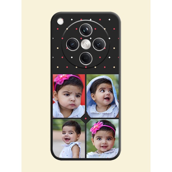 Multicolor Dotted Pattern with 4 Image Holder On Space Black Custom Soft Matte Mobile Back Cover - Oppo Find X8 5G Multicolor Dotted Pattern with 4 Image Holder On Space Black Custom Soft Matte Mobile Back Cover - Oppo Find X8 5G