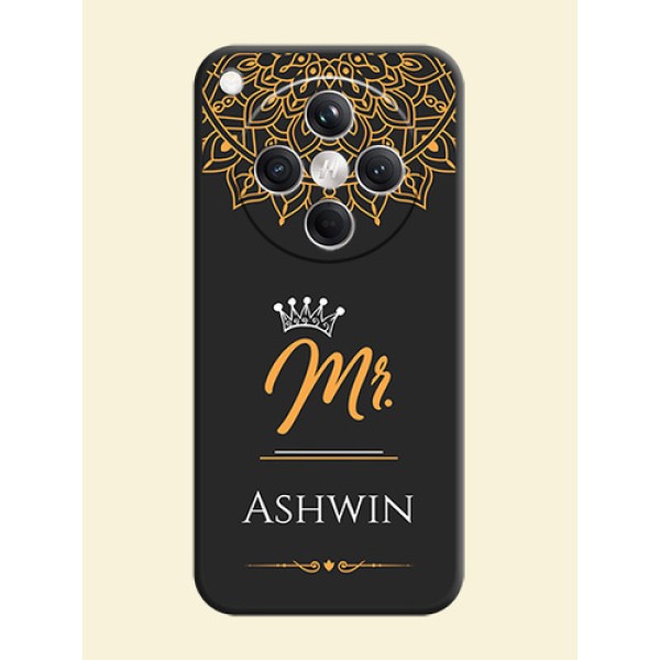 Mr Name with Floral Design On Space Black Custom Soft Matte Mobile Back Cover - Oppo Find X8 5G Mr Name with Floral Design On Space Black Custom Soft Matte Mobile Back Cover - Oppo Find X8 5G