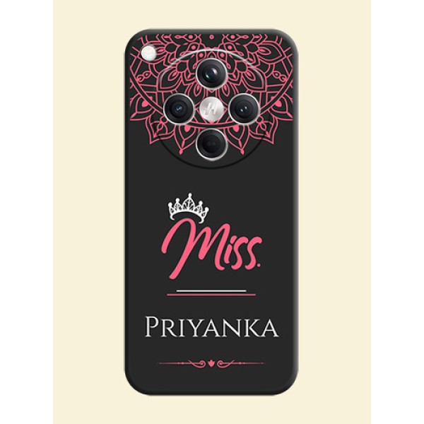 Mrs Name with Floral Design On Space Black Custom Soft Matte Mobile Back Cover - Oppo Find X8 5G Mrs Name with Floral Design On Space Black Custom Soft Matte Mobile Back Cover - Oppo Find X8 5G