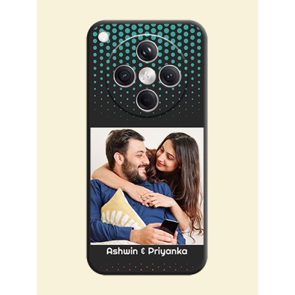 Faded Dots with Grunge Photo Frame and Text On Space Black Custom Soft Matte Mobile Back Cover - Oppo Find X8 5G Faded Dots with Grunge Photo Frame and Text On Space Black Custom Soft Matte Mobile Back Cover - Oppo Find X8 5G