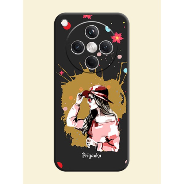 Mordern Lady With Color Splash Background With Custom Text On Space Black Custom Soft Matte Mobile Back Cover - Oppo Find X8 5G