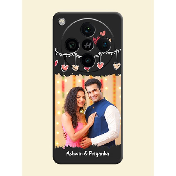 Pink Love Hangings with Name On Space Black Custom Soft Matte Mobile Back Cover - Oppo Find X8 Pro 5G Pink Love Hangings with Name On Space Black Custom Soft Matte Mobile Back Cover - Oppo Find X8 Pro 5G