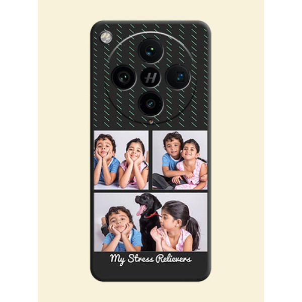 Cross Dotted Pattern with 2 Image Holder On Space Black Custom Soft Matte Mobile Back Cover - Oppo Find X8 Pro 5G Cross Dotted Pattern with 2 Image Holder On Space Black Custom Soft Matte Mobile Back Cover - Oppo Find X8 Pro 5G