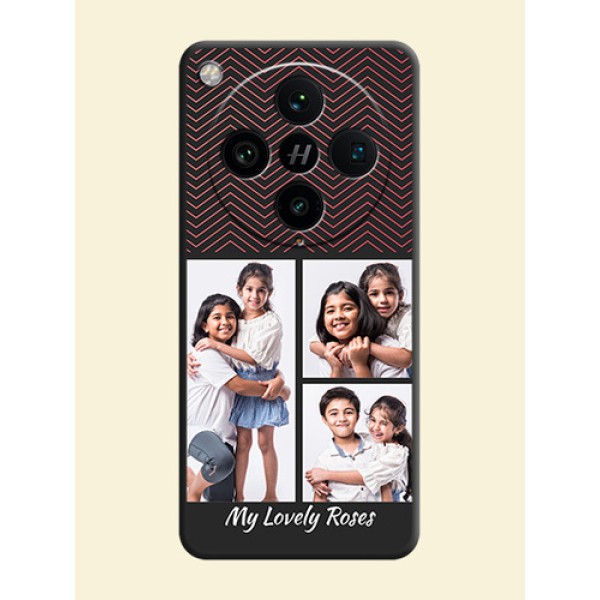 Wave Pattern with 3 Image Holder On Space Black Custom Soft Matte Mobile Back Cover - Oppo Find X8 Pro 5G Wave Pattern with 3 Image Holder On Space Black Custom Soft Matte Mobile Back Cover - Oppo Find X8 Pro 5G