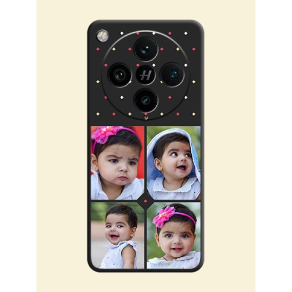 Multicolor Dotted Pattern with 4 Image Holder On Space Black Custom Soft Matte Mobile Back Cover - Oppo Find X8 Pro 5G Multicolor Dotted Pattern with 4 Image Holder On Space Black Custom Soft Matte Mobile Back Cover - Oppo Find X8 Pro 5G