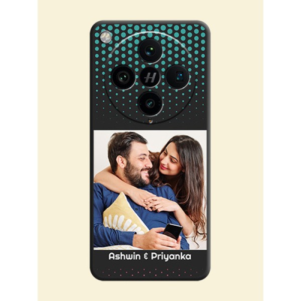 Faded Dots with Grunge Photo Frame and Text On Space Black Custom Soft Matte Mobile Back Cover - Oppo Find X8 Pro 5G Faded Dots with Grunge Photo Frame and Text On Space Black Custom Soft Matte Mobile Back Cover - Oppo Find X8 Pro 5G