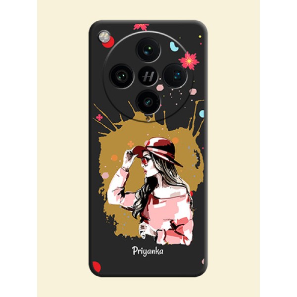 Mordern Lady With Color Splash Background With Custom Text On Space Black Custom Soft Matte Mobile Back Cover - Oppo Find X8 Pro 5G