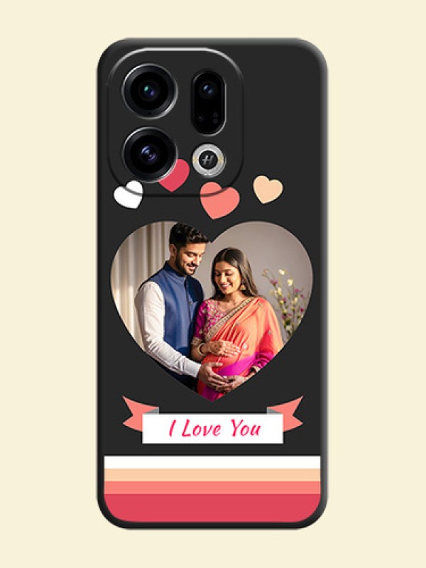Love Shaped Photo with Colorful Stripes On Space Black Custom Soft Matte Mobile Back Cover - Oppo Find X9 5G
