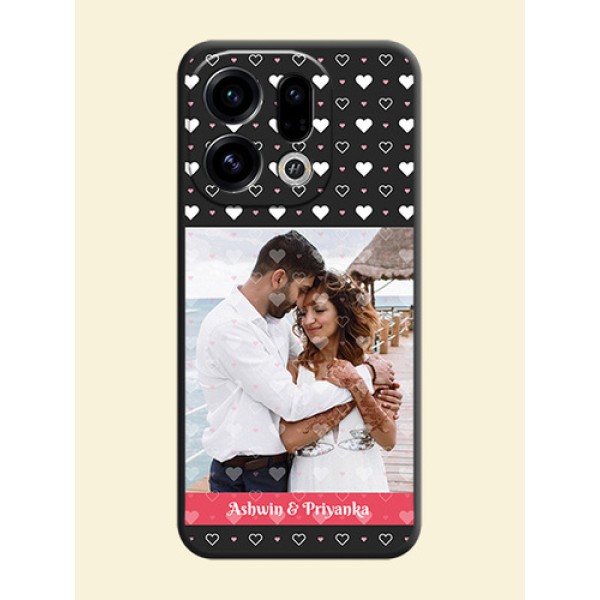 White Color Love Symbols with Text Design on Photo On Space Black Custom Soft Matte Mobile Back Cover - Oppo Find X9 5G