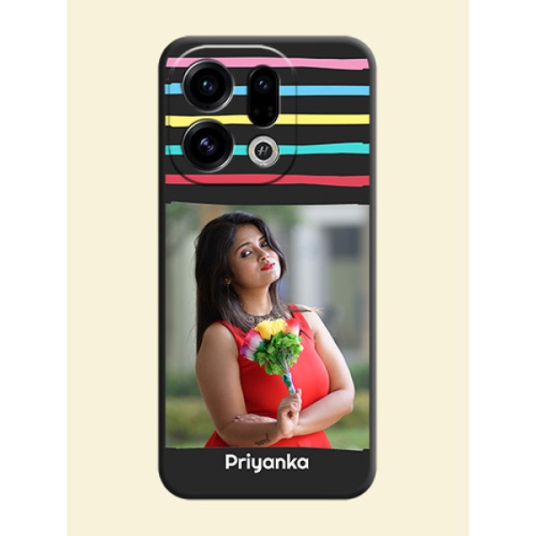 Multicolor Lines with Image On Space Black Custom Soft Matte Mobile Back Cover - Oppo Find X9 5G Multicolor Lines with Image On Space Black Custom Soft Matte Mobile Back Cover - Oppo Find X9 5G
