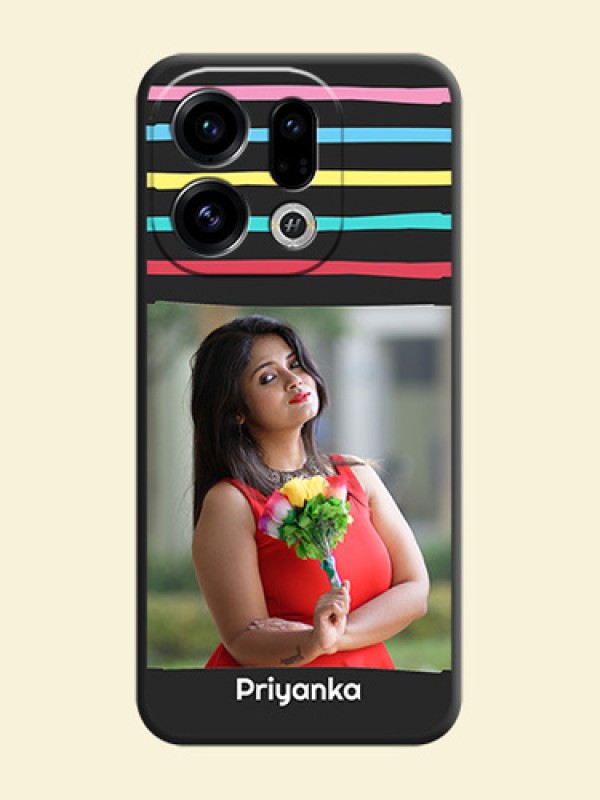 Multicolor Lines with Image On Space Black Custom Soft Matte Mobile Back Cover - Oppo Find X9 5G