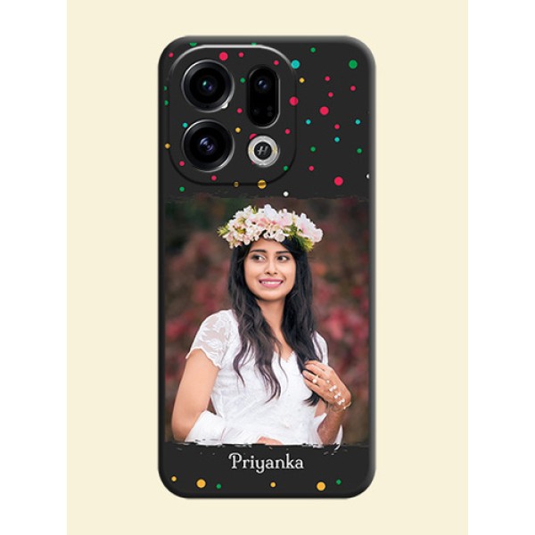Multicolor Dotted Pattern with Text On Space Black Custom Soft Matte Mobile Back Cover - Oppo Find X9 5G