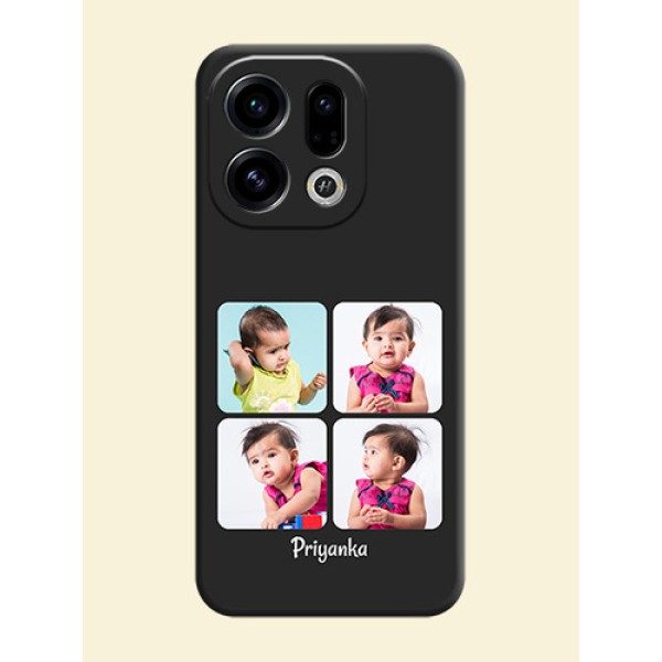 Floral Art with 6 Image Holder on Photo On Space Black Custom Soft Matte Mobile Back Cover - Oppo Find X9 5G Floral Art with 6 Image Holder on Photo On Space Black Custom Soft Matte Mobile Back Cover - Oppo Find X9 5G