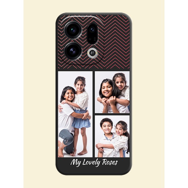 Wave Pattern with 3 Image Holder On Space Black Custom Soft Matte Mobile Back Cover - Oppo Find X9 5G Wave Pattern with 3 Image Holder On Space Black Custom Soft Matte Mobile Back Cover - Oppo Find X9 5G