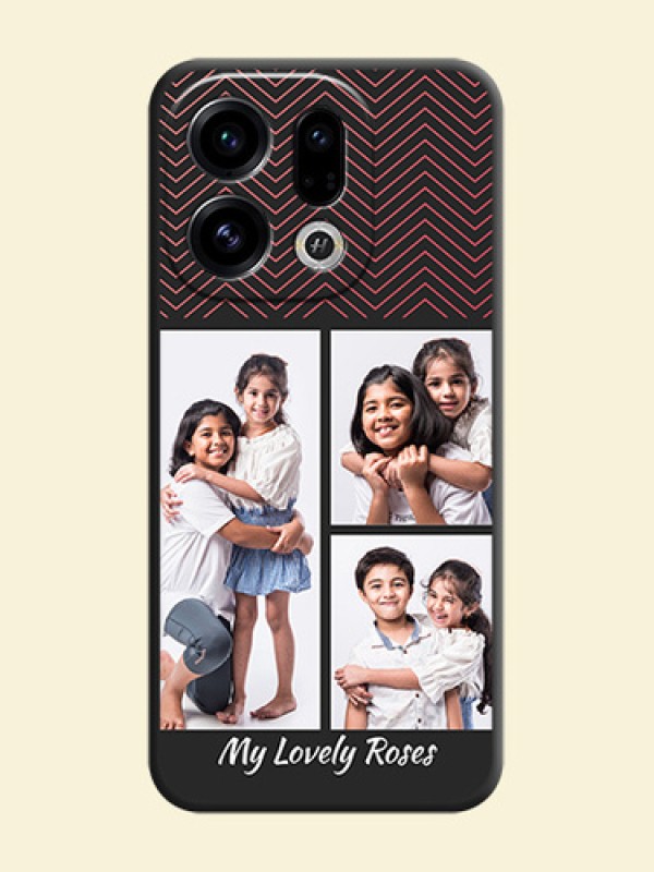 Wave Pattern with 3 Image Holder On Space Black Custom Soft Matte Mobile Back Cover - Oppo Find X9 5G
