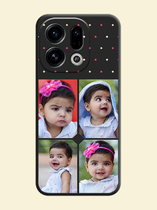 Multicolor Dotted Pattern with 4 Image Holder On Space Black Custom Soft Matte Mobile Back Cover - Oppo Find X9 5G