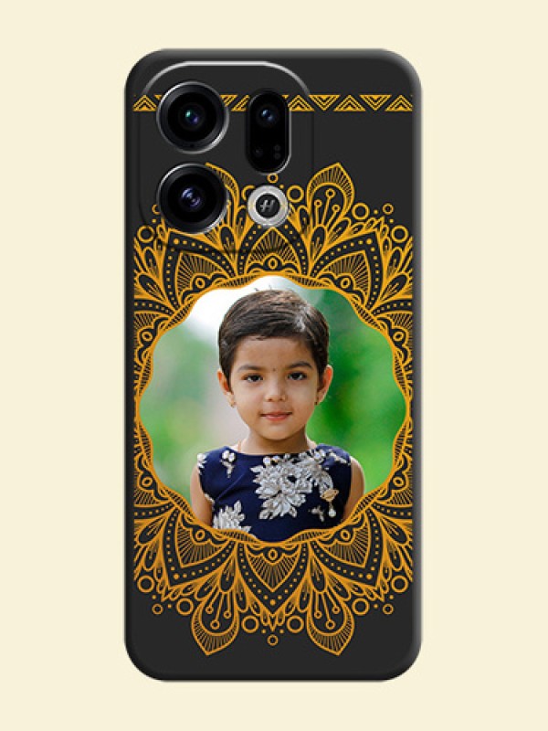 Round Image with Floral Design On Space Black Custom Soft Matte Mobile Back Cover - Oppo Find X9 5G
