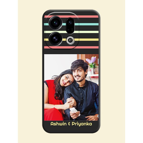 Color Stripes with Photo and Text on Photo On Space Black Custom Soft Matte Mobile Back Cover - Oppo Find X9 5G Color Stripes with Photo and Text on Photo On Space Black Custom Soft Matte Mobile Back Cover - Oppo Find X9 5G
