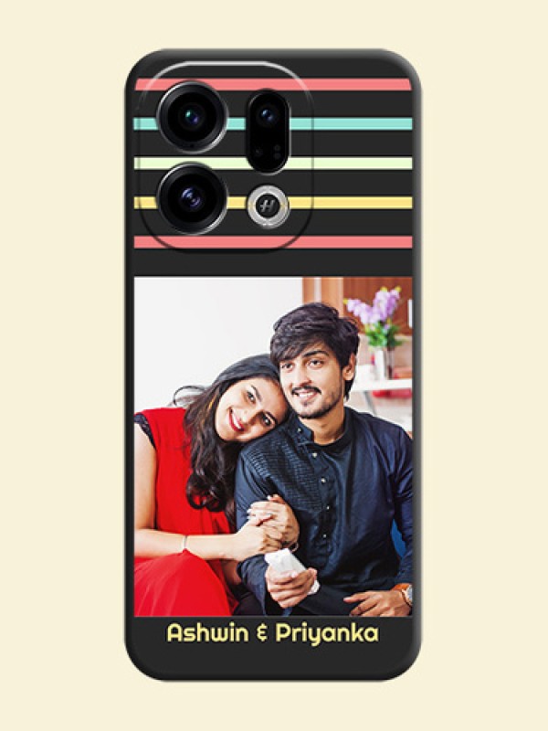Color Stripes with Photo and Text on Photo On Space Black Custom Soft Matte Mobile Back Cover - Oppo Find X9 5G