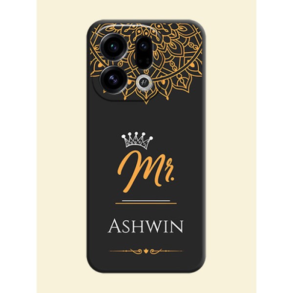 Mr Name with Floral Design On Space Black Custom Soft Matte Mobile Back Cover - Oppo Find X9 5G Mr Name with Floral Design On Space Black Custom Soft Matte Mobile Back Cover - Oppo Find X9 5G