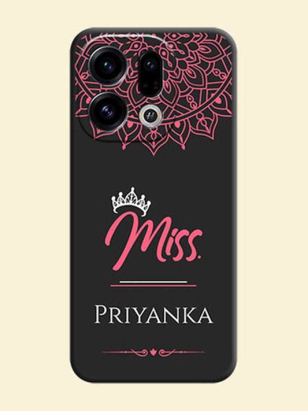 Mrs Name with Floral Design On Space Black Custom Soft Matte Mobile Back Cover - Oppo Find X9 5G