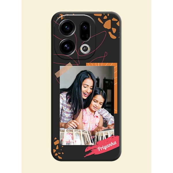 Orange Photo Frame On Space Black Custom Soft Matte Mobile Back Cover - Oppo Find X9 5G Orange Photo Frame On Space Black Custom Soft Matte Mobile Back Cover - Oppo Find X9 5G